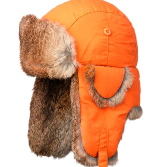 Nathaniel Cole Rabbit Fur Men Size Small Aviator Hat in Orange, BNWT - Picture 1 of 5